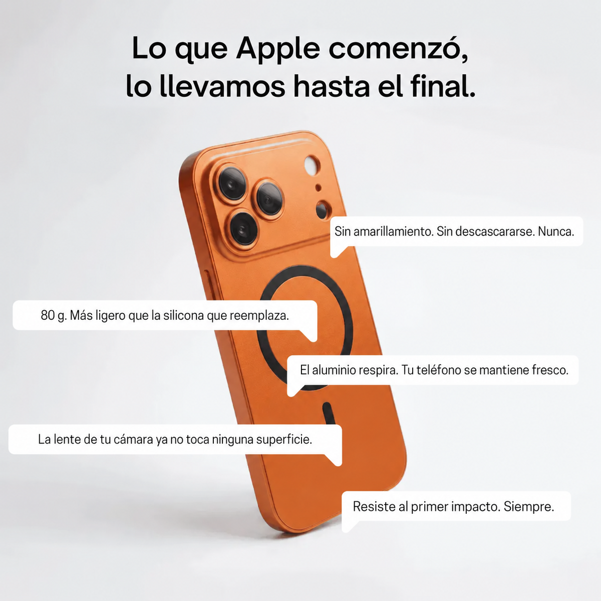 Funda metálica MagSafe para iPhone con protección de cámara